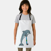 Dolfijn bij hockey met hockeystick schort (Insitu)
