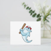 Dolfijn bij honkbal als slagman briefkaart (Staand voorkant)
