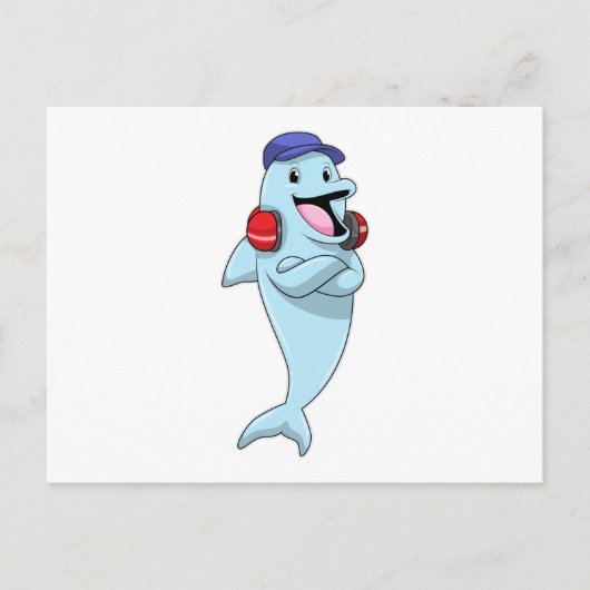 Dolfijn bij Luister naar muziek Briefkaart (Voorkant)