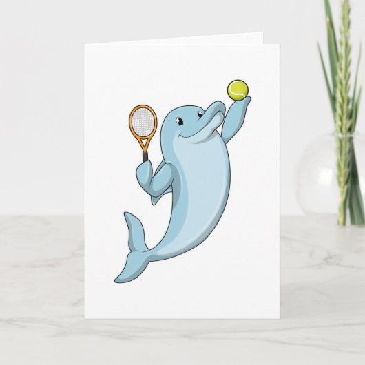 Dolfijn bij tennis met tennisracket kaart (Voorkant)