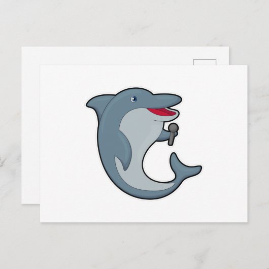Dolfijn bij Zingen met Microfoon Briefkaart (Voorkant / Achterkant)