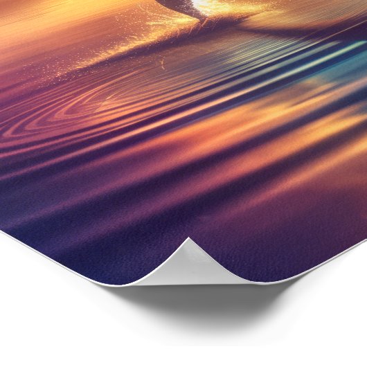 Dolfijn bij zonsondergang - Levendige Ocean Art Pr Poster (Hoek)