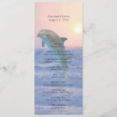 Dolfijn bij zonsopgang strand bruiloft programma programmakaart (Achterkant)