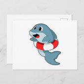 Dolfijn bij zwemmen met zwemband briefkaart (Voorkant / Achterkant)