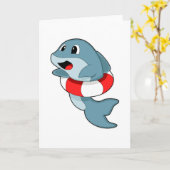 Dolfijn bij zwemmen met zwemband kaart (Gele Bloem)