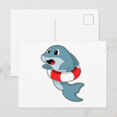 Dolfijn bij zwemmen met zwemring briefkaart (Voorkant / Achterkant)