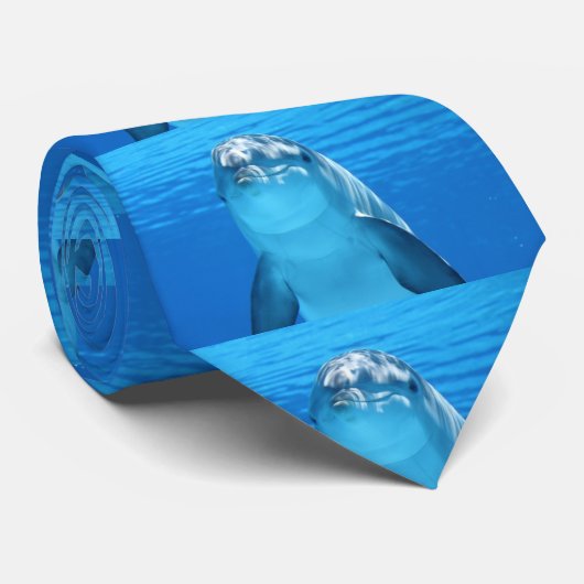 Dolfijn Blauw Zee Water Stropdas (Opgerold)
