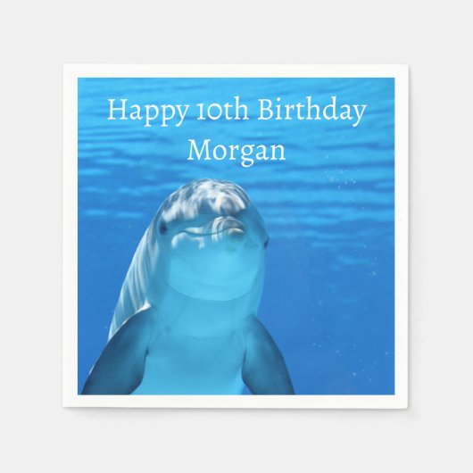 Dolfijn Blauwe Oceaan 10e Verjaardagsfeestje Servet (Voorkant)