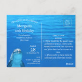 Dolfijn Blauwe Oceaan 10e Verjaardagsfeestuitnodig Briefkaart (Achterkant)