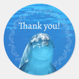 Dolfijn Blauwe Oceaan Dank u Ronde Sticker