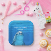 Dolfijn Blauwe Oceaan Gelukkige Verjaardag Naam Le Papieren Bordje (Feest)