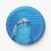 Dolfijn Blauwe Oceaan Verjaardagsfeestje Papieren Bordje (Voorkant)