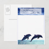 Dolfijn bruiloft uitnodiging strand bruiloft recep briefkaart (Voorkant / Achterkant)