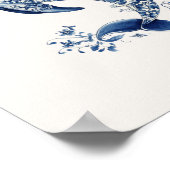 Dolfijn – Coastal Blue op Beige Wall Art Poster (Hoek)