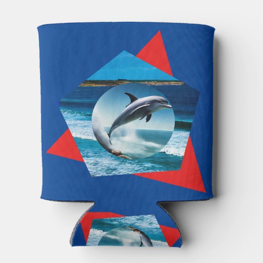 Dolfijn dansen op de golven, Koelbox Blikjeskoeler (Achterkant)