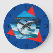 Dolfijn dansen op golven, wandklok (Voorkant)