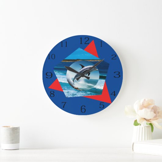 Dolfijn dansen op golven, wandklok (Huis)