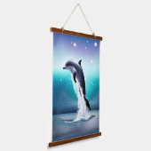 Dolfijn die in de oceaan springt hangend wandkleed (Gebogen)