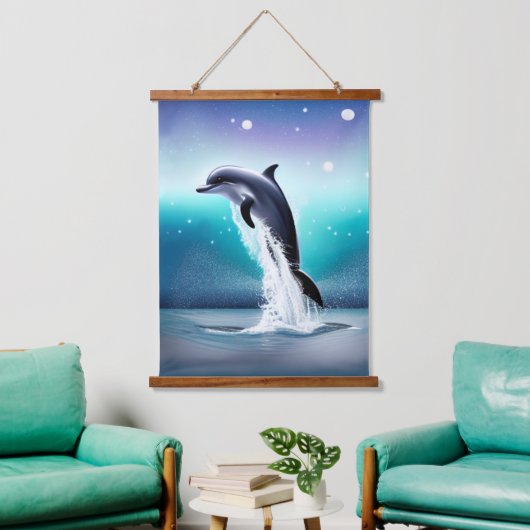 Dolfijn die in de oceaan springt hangend wandkleed (Woonkamer)
