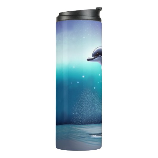 Dolfijn die in de oceaan springt thermosbeker (Gedraaid links)