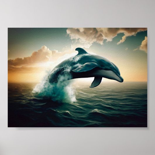 Dolfijn die uit het water springt poster (Voorkant)