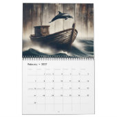 Dolfijn Dromen op Rustiek Hout 2025 Kalender (Feb 2027)