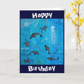 Dolfijn Droom Verjaardag Kaart (Gele Bloem)
