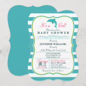 Dolfijn, Elegant, Nautisch Thema Baby shower Kaart (Voorkant / Achterkant)