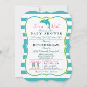 Dolfijn, Elegant, Nautisch Thema Baby shower Kaart (Voorkant)