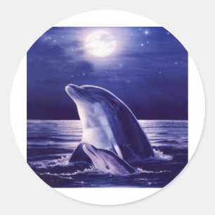 Dolfijn en Baby Ronde Sticker