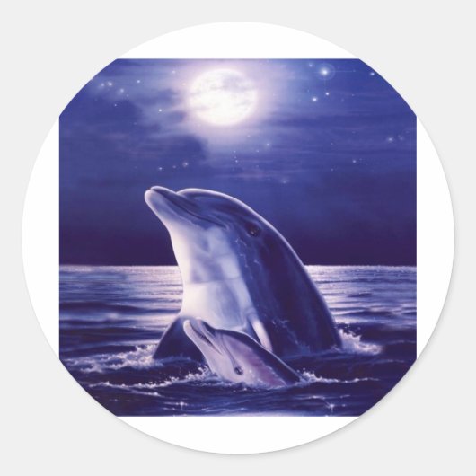 Dolfijn en Baby Ronde Sticker (Voorkant)
