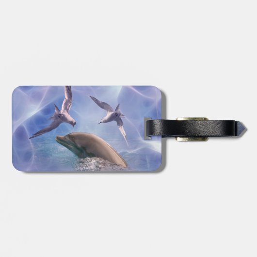 Dolfijn en duikvogels bagagelabel (Achterkant horizontaal)
