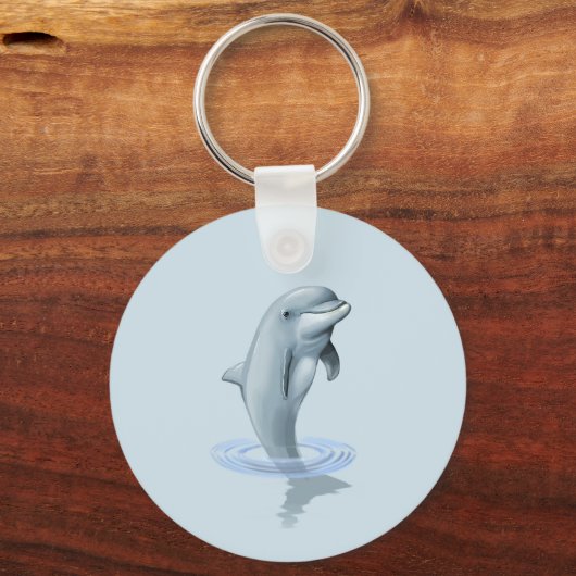 Dolfijn en Monogram op lichtblauw Sleutelhanger (Achterkant)