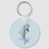 Dolfijn en Monogram op lichtblauw Sleutelhanger (Achterkant)