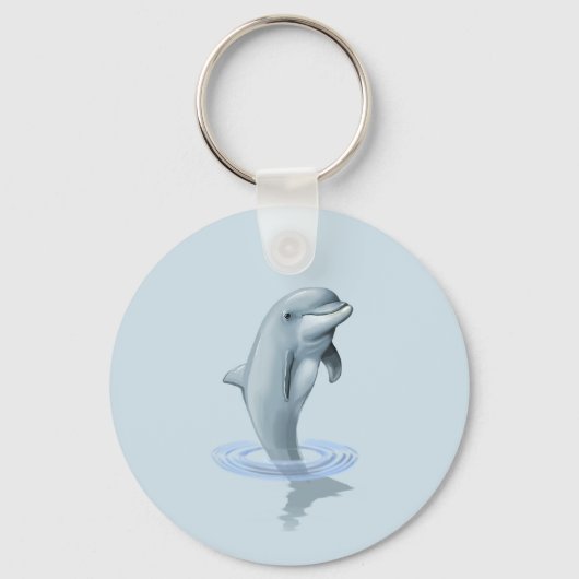Dolfijn en Monogram op lichtblauw Sleutelhanger (Achterkant)