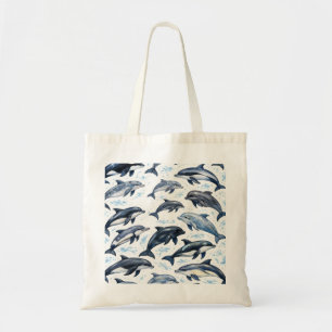 Dolfijn en Orka Waterverf Oceaanpatroon Tote Bag