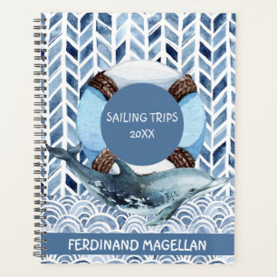 Dolfijn en reddingsboei maritiem patroon planner