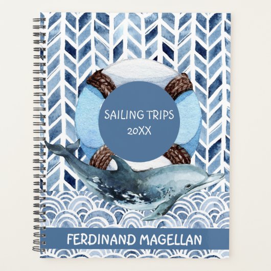 Dolfijn en reddingsboei maritiem patroon planner (Voorkant)