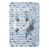 Dolfijn en reddingsboei op maritiem patroon badmat (Voorkant Verticaal)