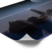 Dolfijn en vuurtoren 's nachts poster (Hoek)