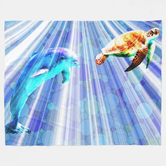 Dolfijn en Zee Fleece Deken (Voorkant (Horizontaal))
