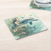 Dolfijn Fantasie 2 Kartonnen Onderzetters (Schuin)