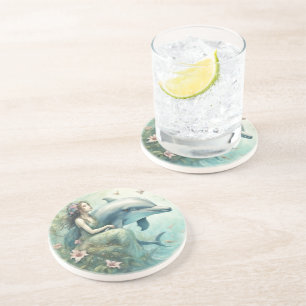 Dolfijn Fantasie 2 Zandsteen Onderzetter