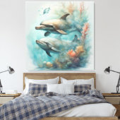 Dolfijn Fantasie 6 Canvas Afdruk (Insitu (Slaapkamer))