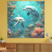 Dolfijn Fantasie 7 Canvas Afdruk (Insitu (Woonkamer))