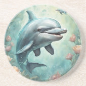 Dolfijn Fantasie 8 Zandsteen Onderzetter (Voorkant)