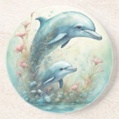 Dolfijn Fantasie 9 Zandsteen Onderzetter (Voorkant)