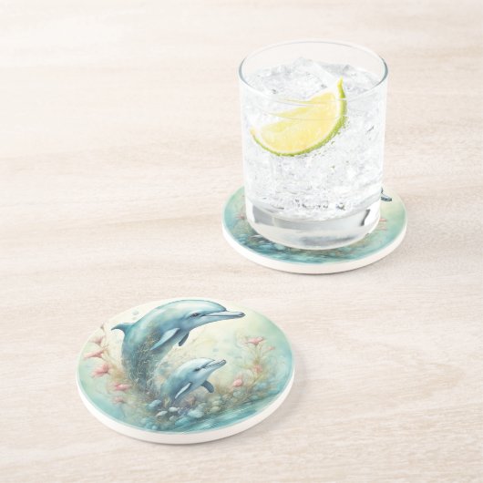 Dolfijn Fantasie 9 Zandsteen Onderzetter (Zijkant)