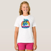 Dolfijn Flippin 'over regenboog T-shirt (Voorkant volledig)