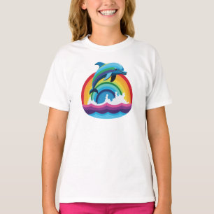 Dolfijn Flippin 'over regenboog T-shirt